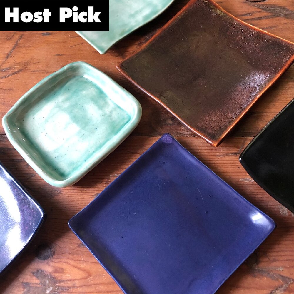 6 Handmade Ceramic Side Dish Plates 4.25"–5"